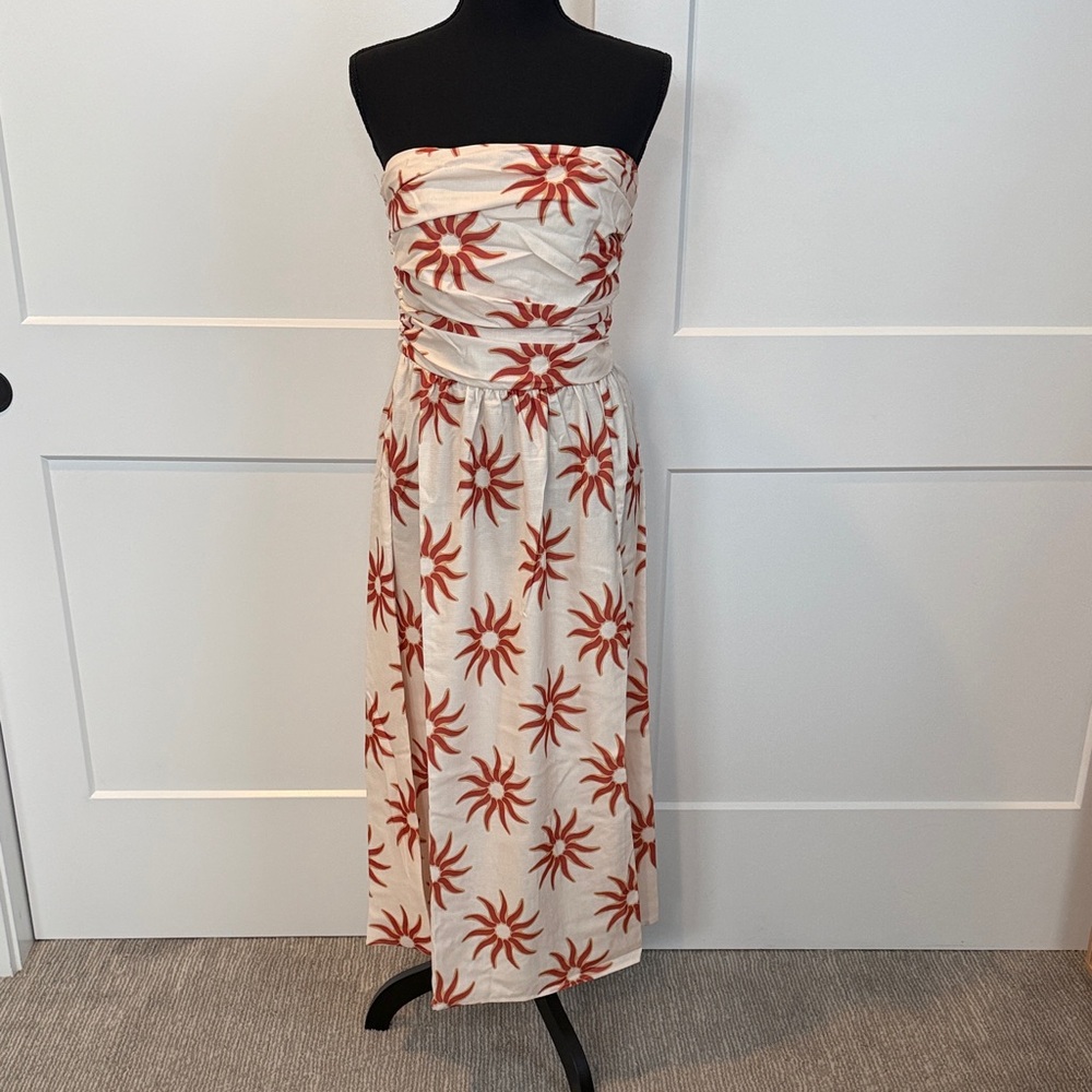 Petal & Pup Strapless Dress in Cream and Red